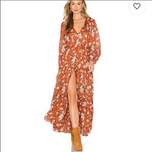 Spell maxi orange dress with slit